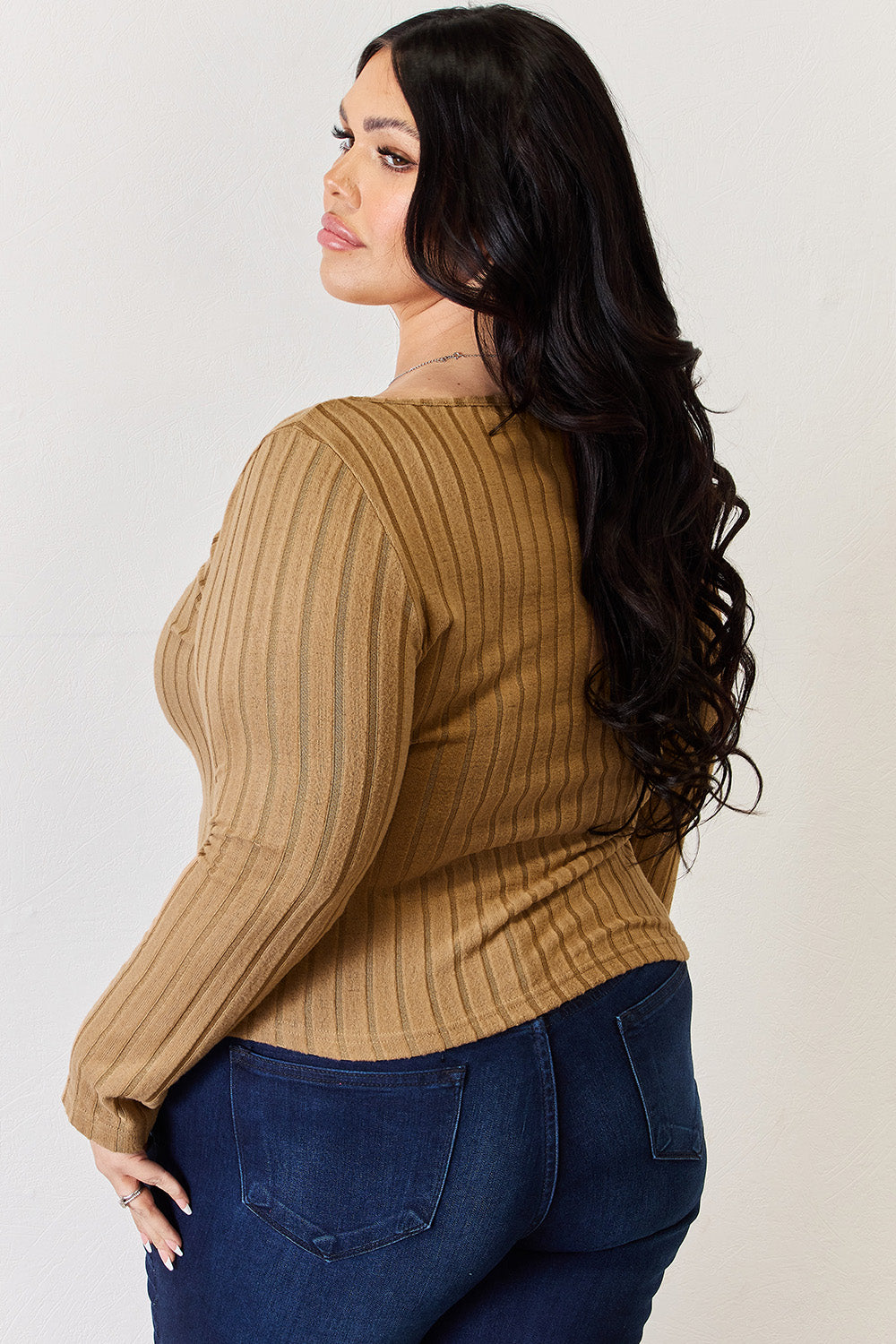 Full Size Ribbed Long Sleeve T-Shirt