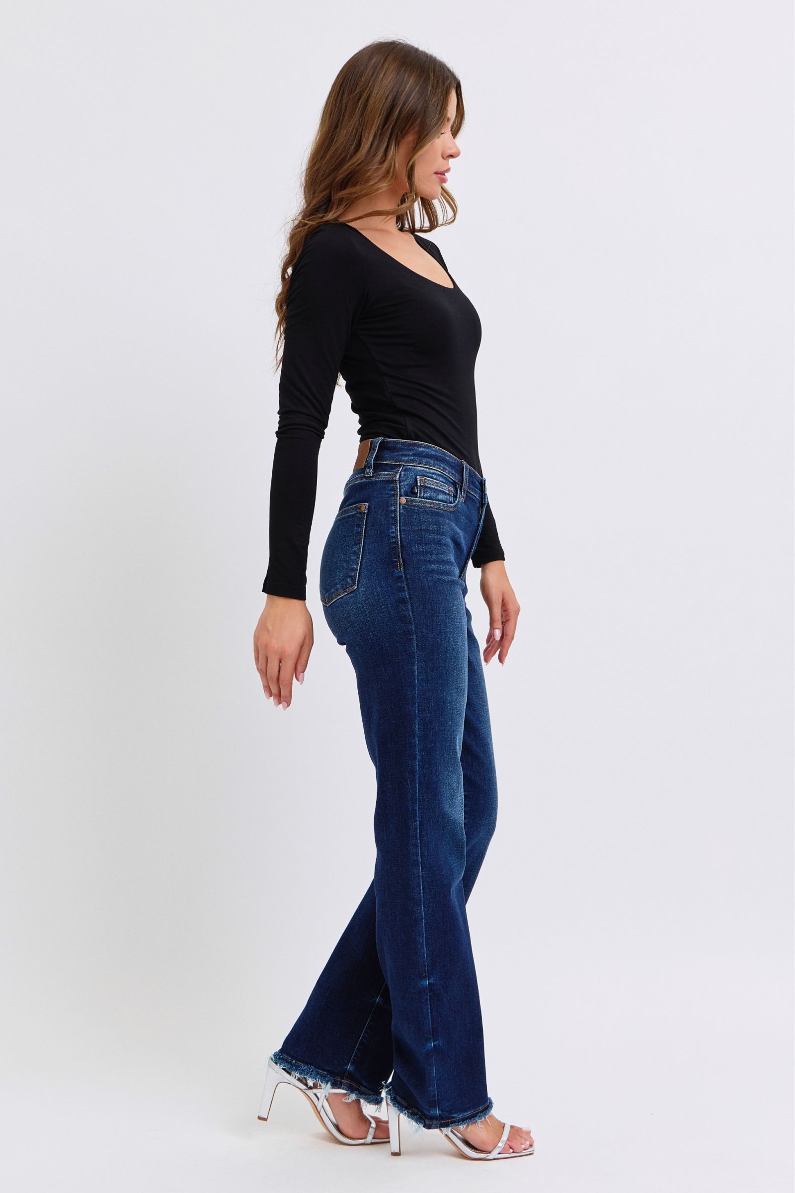 Full Size Raw Hem Straight Leg Jeans