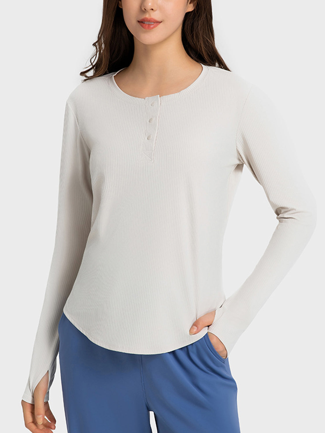 Round Neck Long Sleeve Sport Top