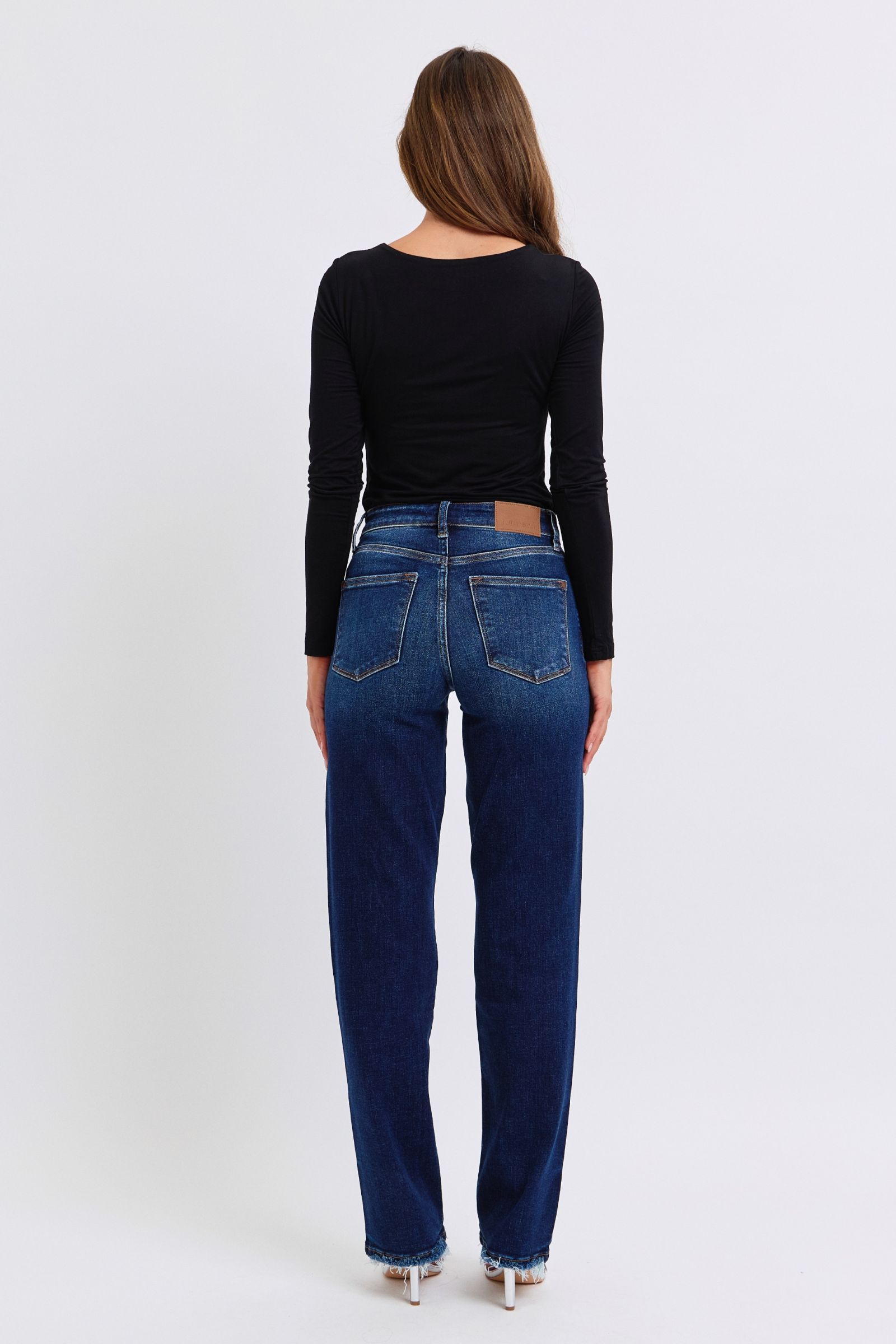 Full Size Raw Hem Straight Leg Jeans