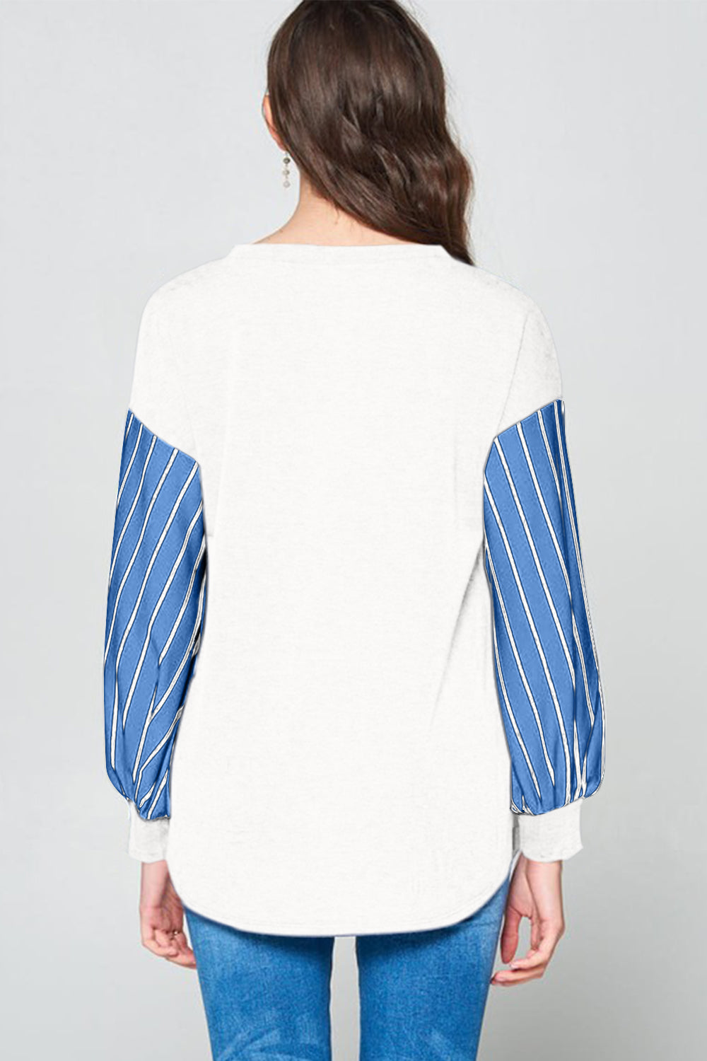 Full Size French Terry Striped Long Sleeve Top