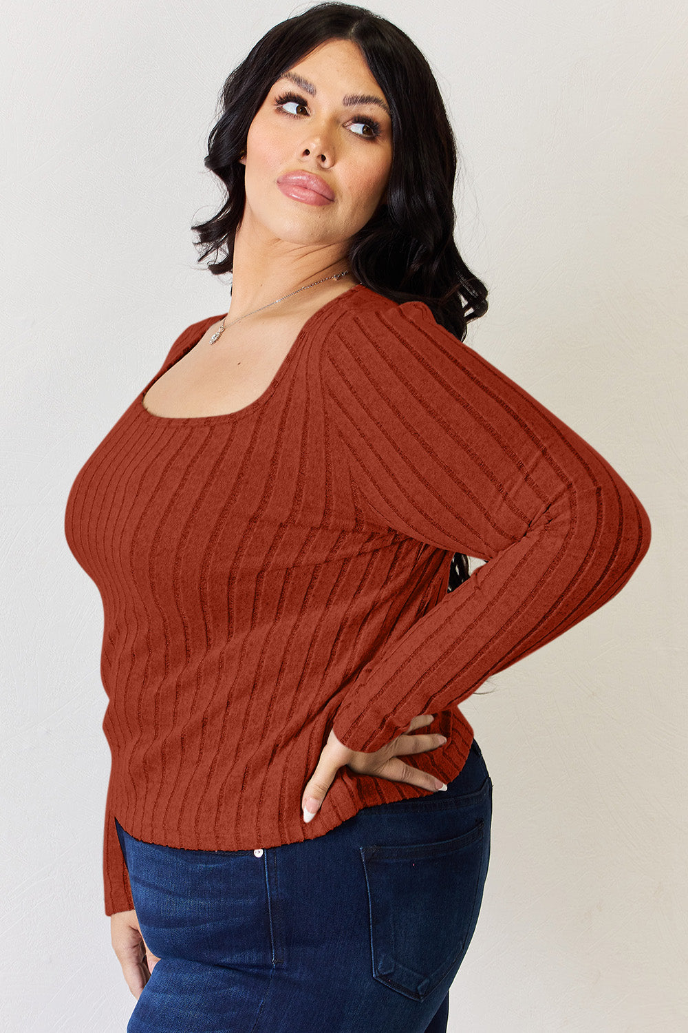 Full Size Ribbed Long Sleeve T-Shirt