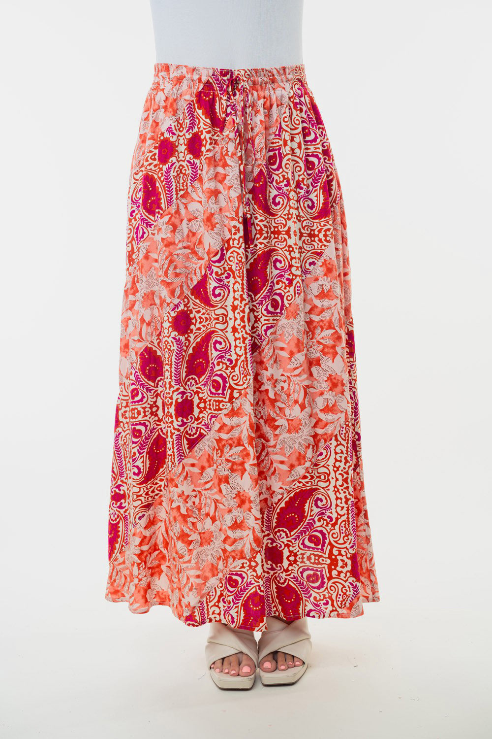 Full Size High Waisted Floral Woven Skirt