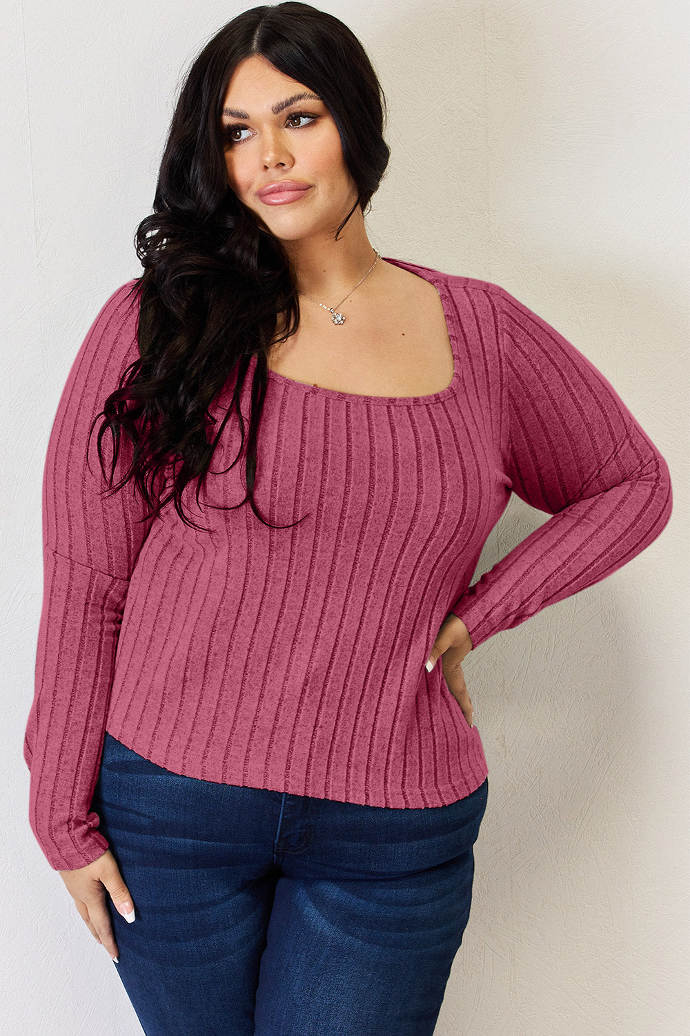 Full Size Ribbed Long Sleeve T-Shirt