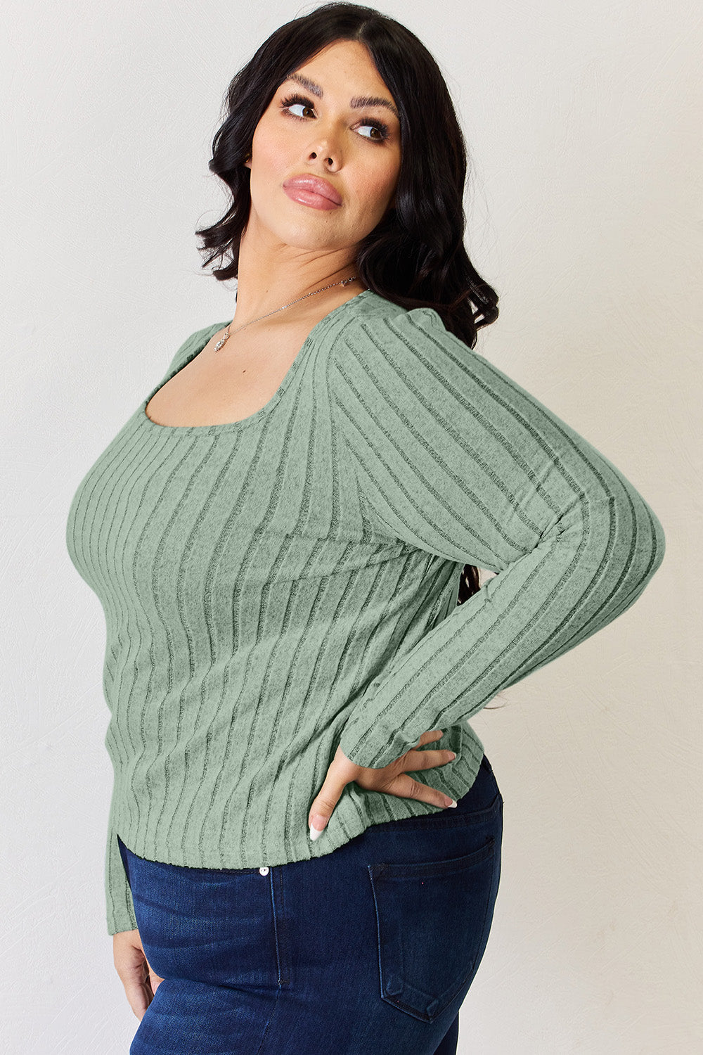 Full Size Ribbed Long Sleeve T-Shirt