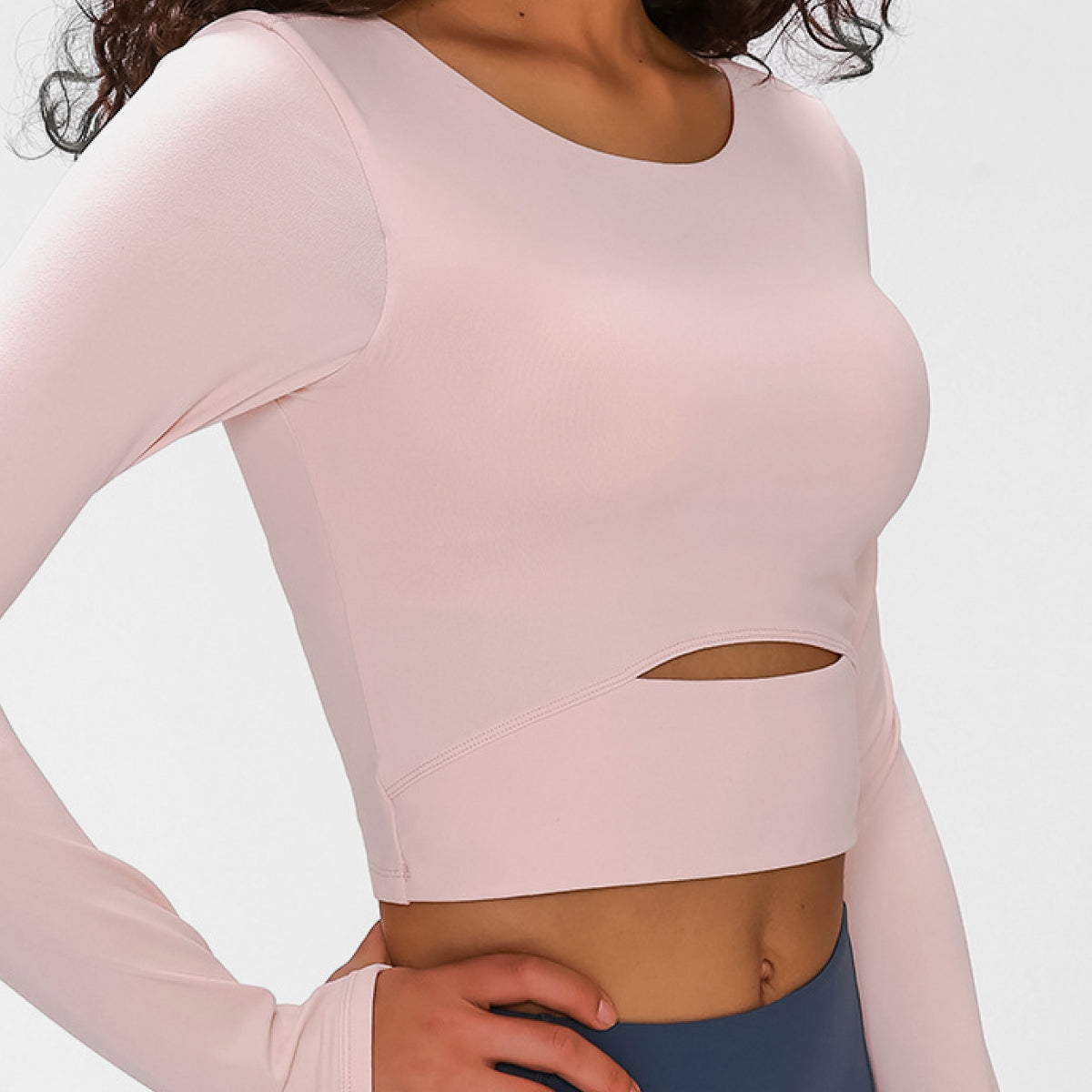 Long Sleeve Cropped Top With Sports Strap