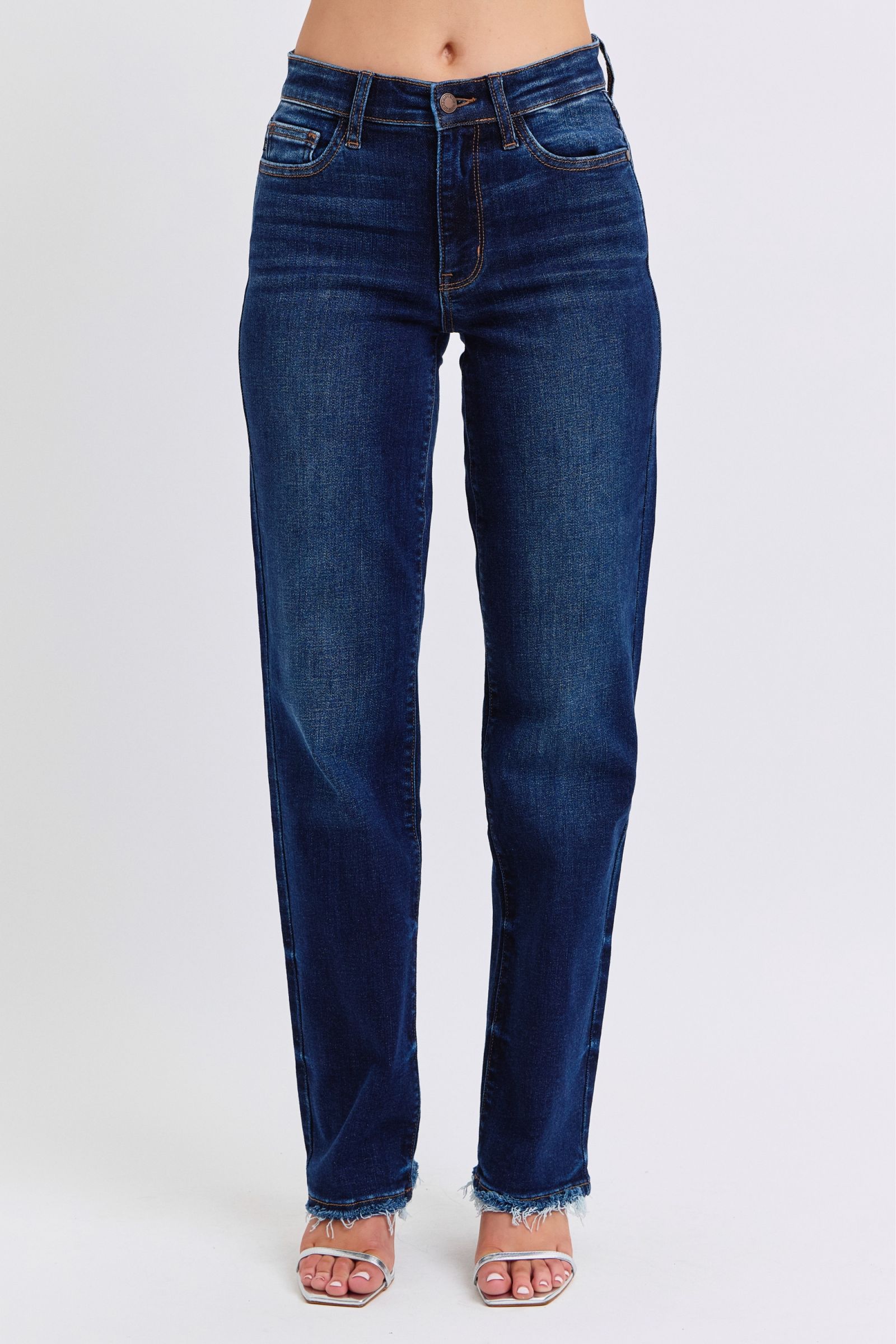 Full Size Raw Hem Straight Leg Jeans