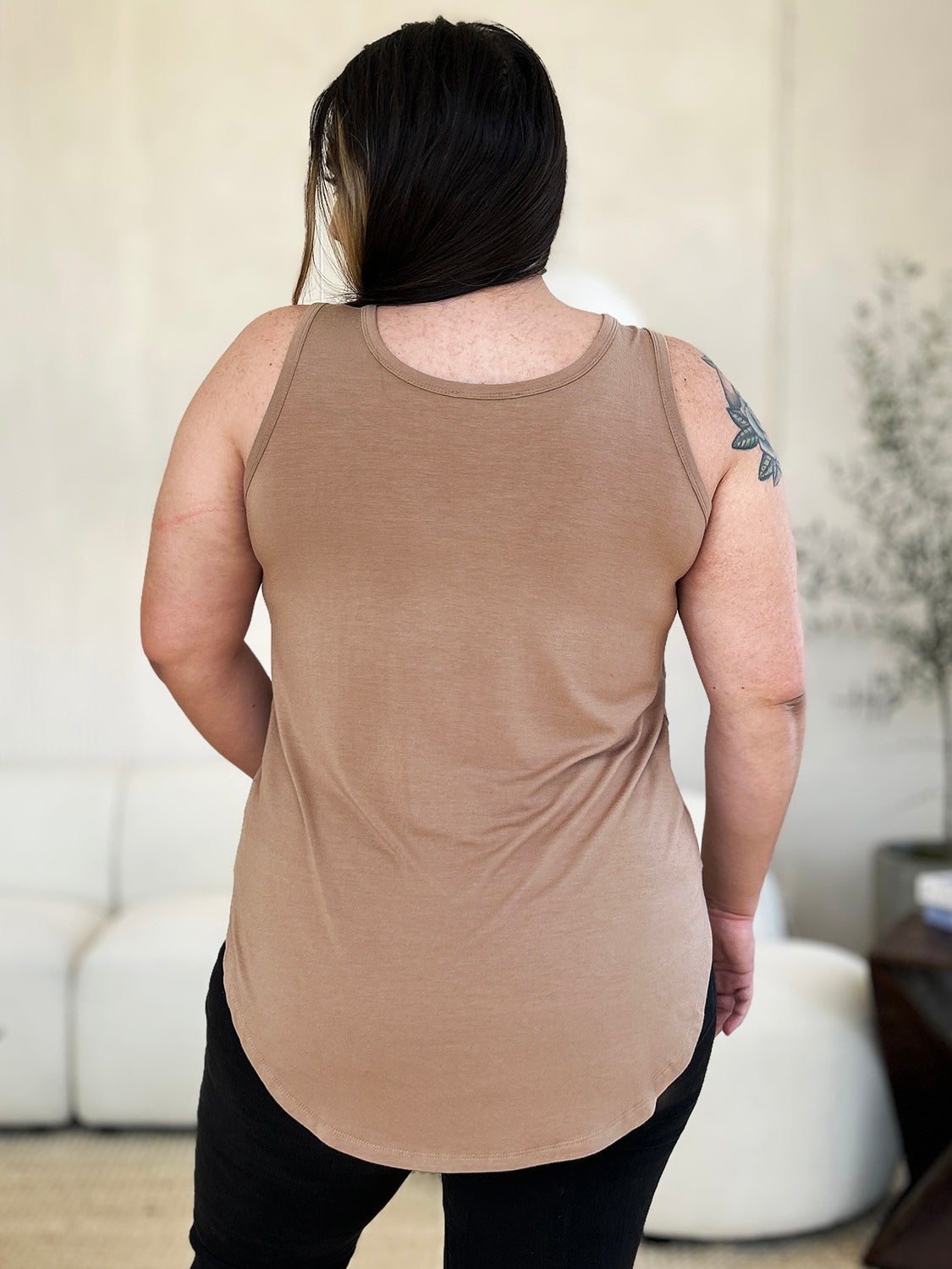 Full Size Round Neck Curved Hem Tank