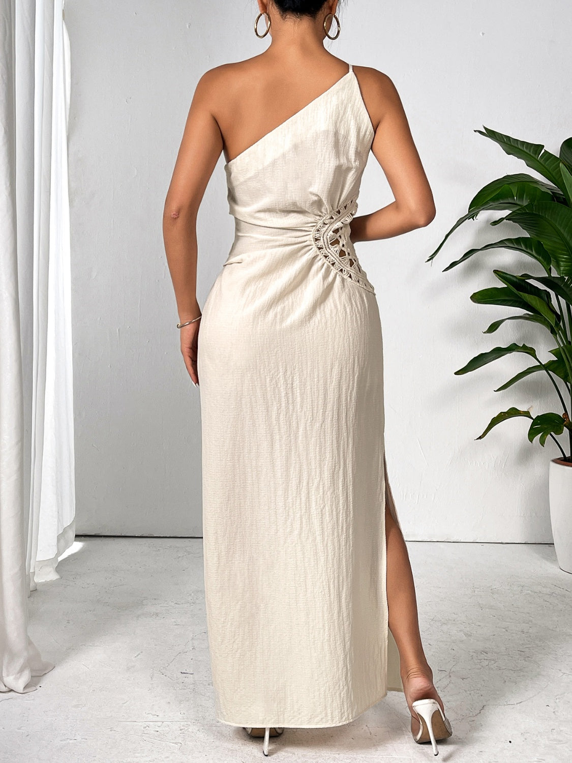 One Shoulder Sleeveless Maxi Dress