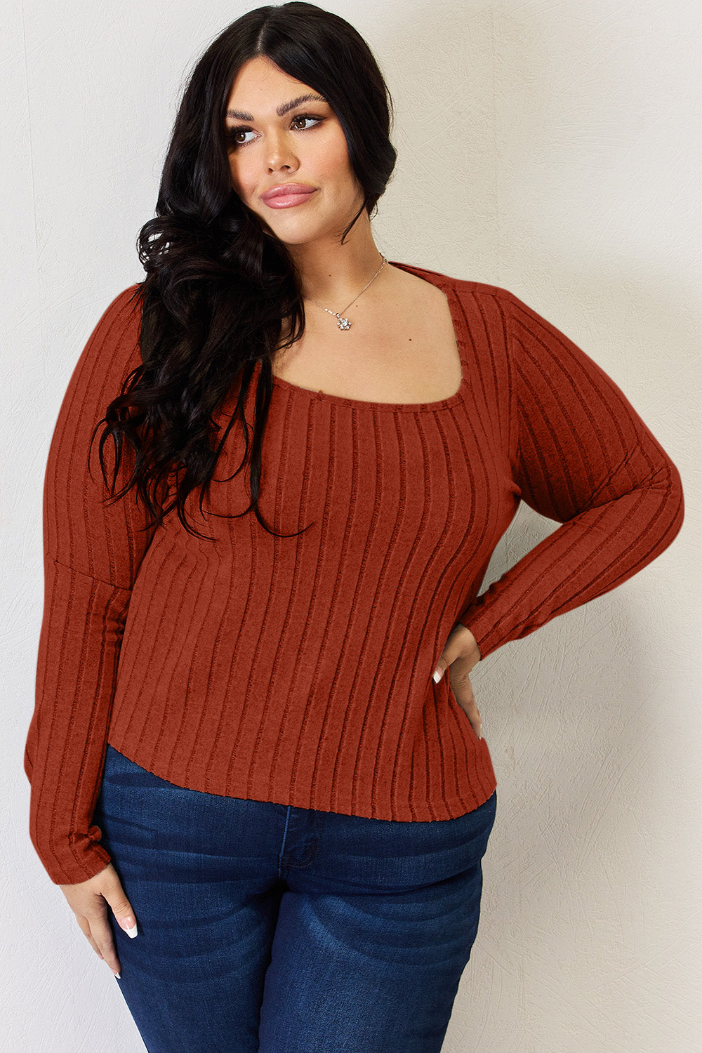 Full Size Ribbed Long Sleeve T-Shirt