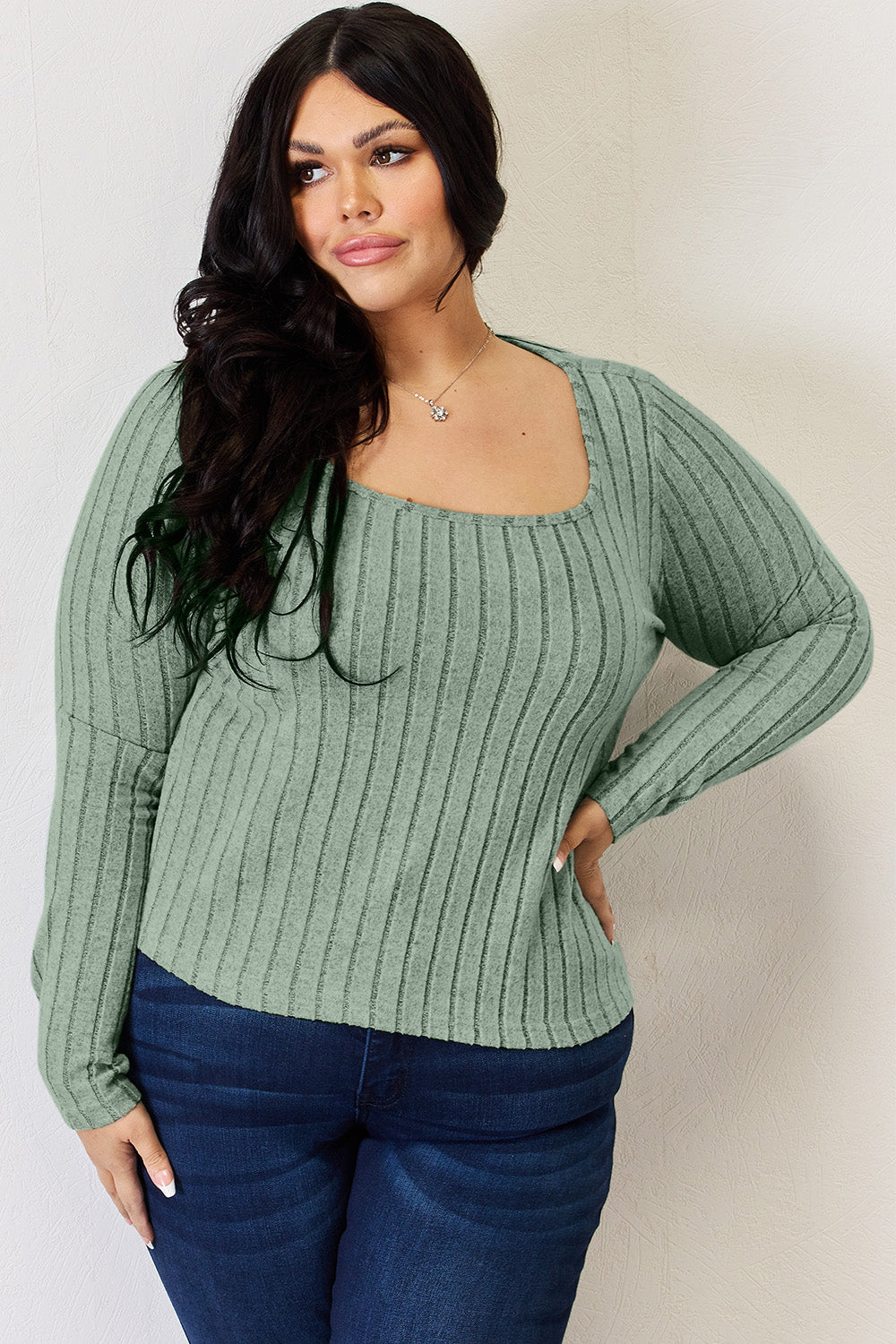 Full Size Ribbed Long Sleeve T-Shirt