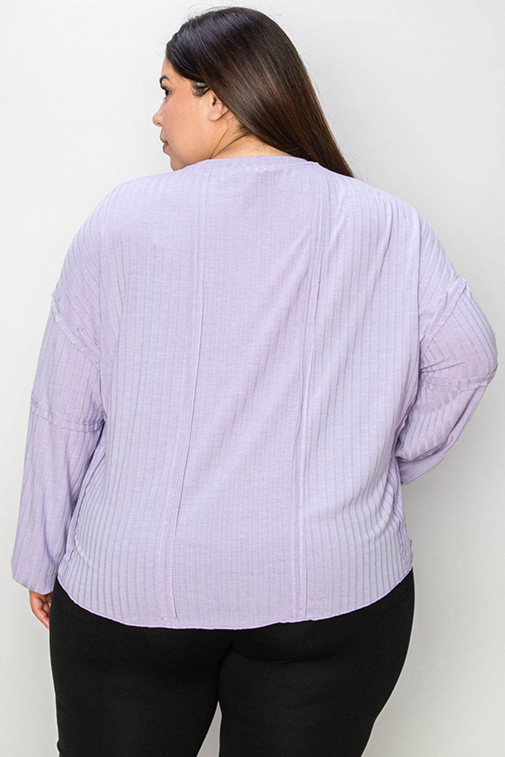 Full Size Ribbed Round Neck Long Sleeve T-Shirt